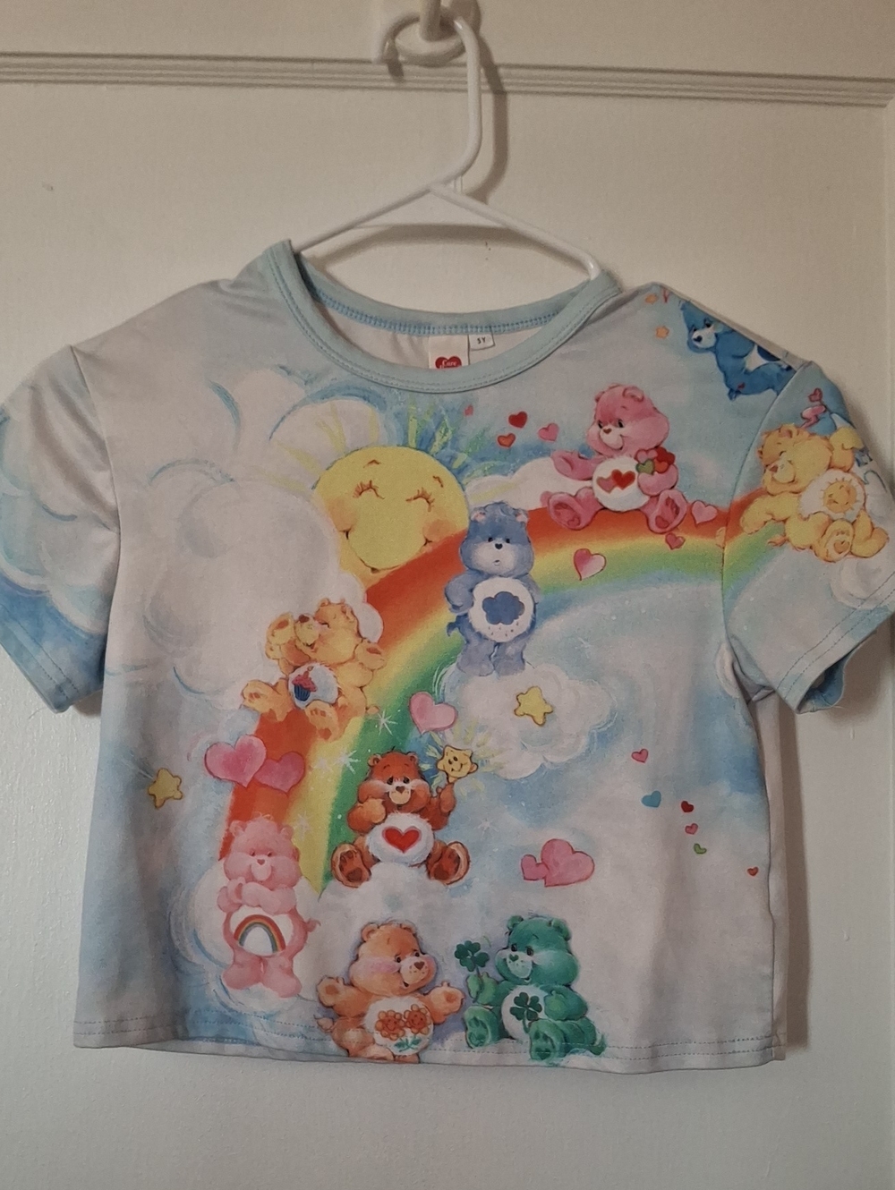 Kids Rainbow Care Bears Graphic Tee - Light Blue